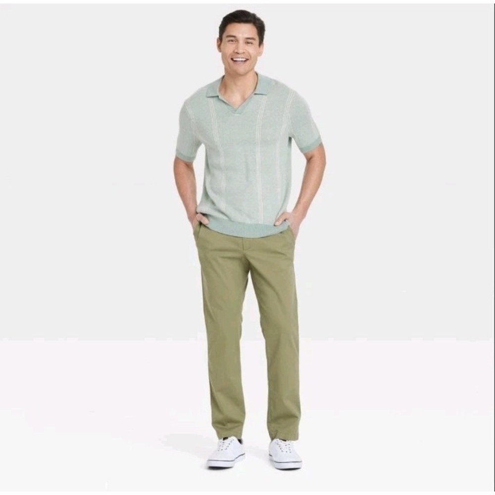Men's 33 X 30 Comfort Wear Slim Fit Chino Pants - Goodfellow & Co Olive